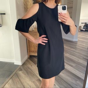 Zara black cold shoulder shift dress size S